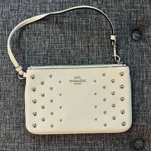 Brand New, Coach Cream Studded Leather Wristlet wallet